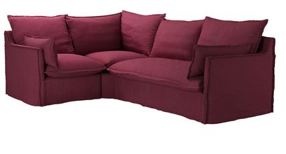 Isaac Asym: LHF Single w RHF 2 Seat Sofabed in Boysenberry Brushed Linen Cotton - sofa.com
