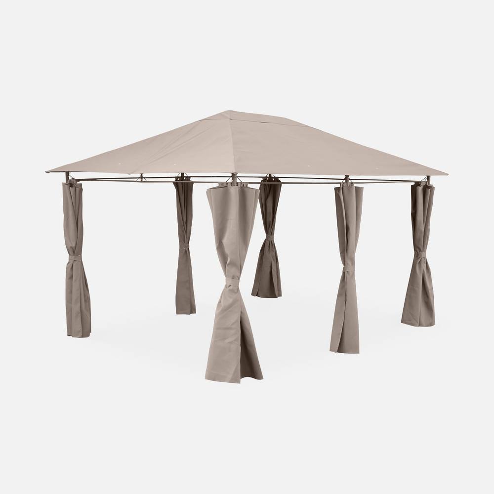 sweeek Heavy Duty 3x4m Gazebo With Curtains in Medium Beige