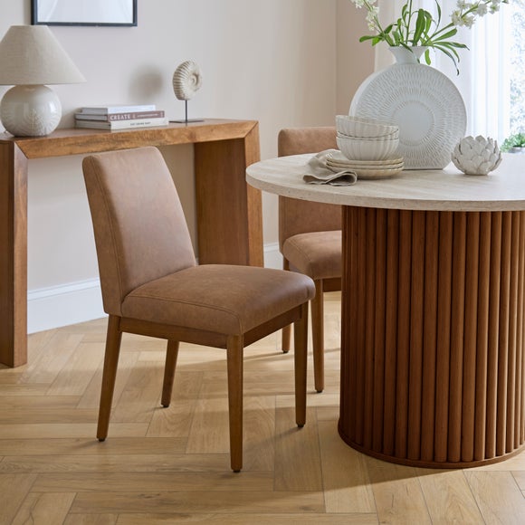 Cassie Set of 2 Dining Chairs, Faux Leather