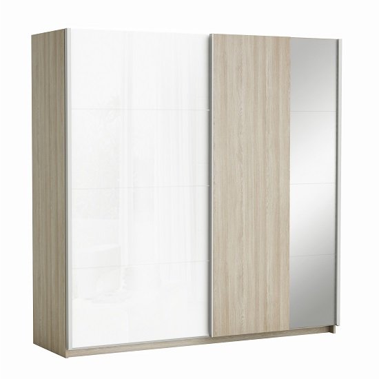 Kosmo Sliding Wardrobe Shannon Oak And Linen With 2 Doors