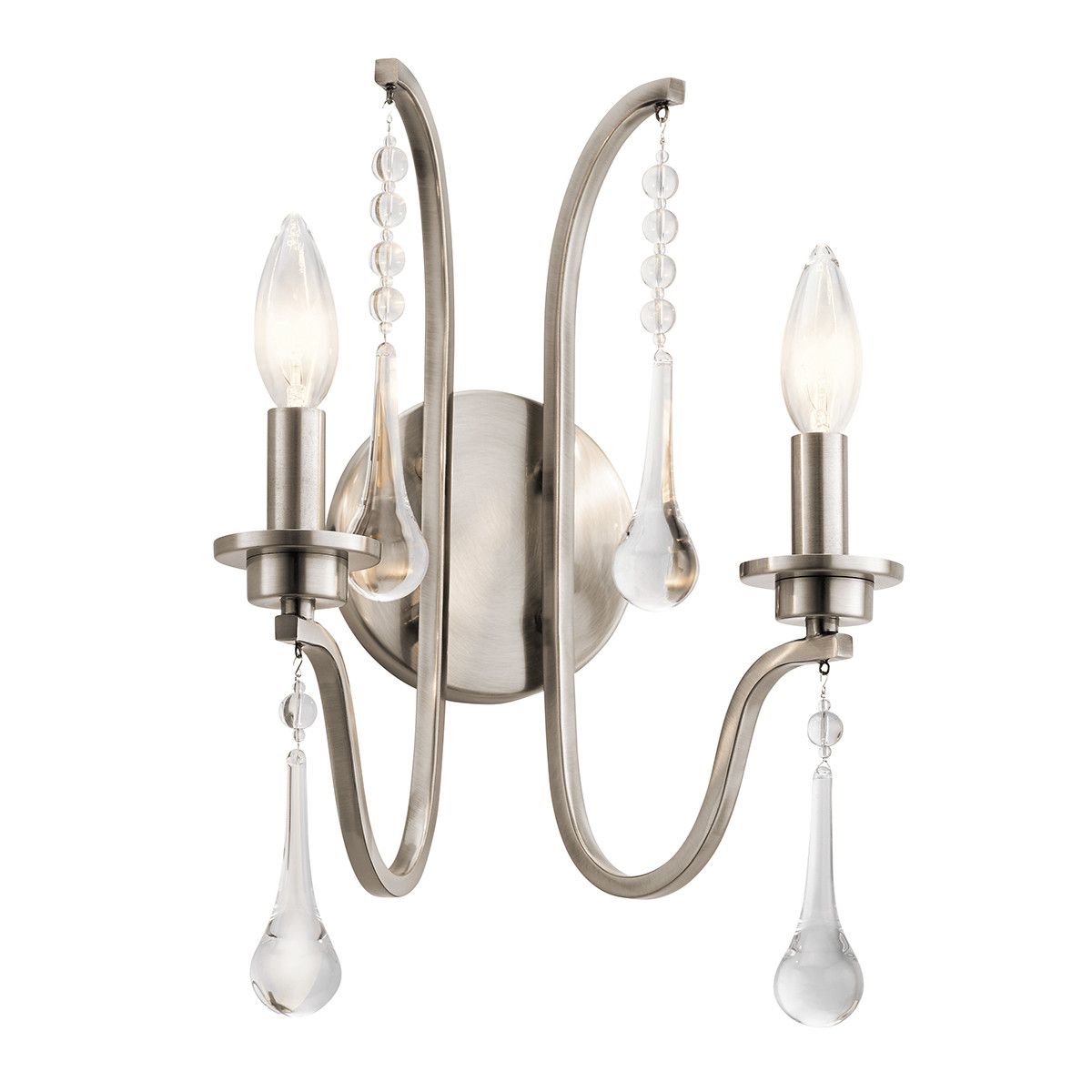 Netlighting Kichler Karlee 2 Light Wall Light Classic Pewter in Grey