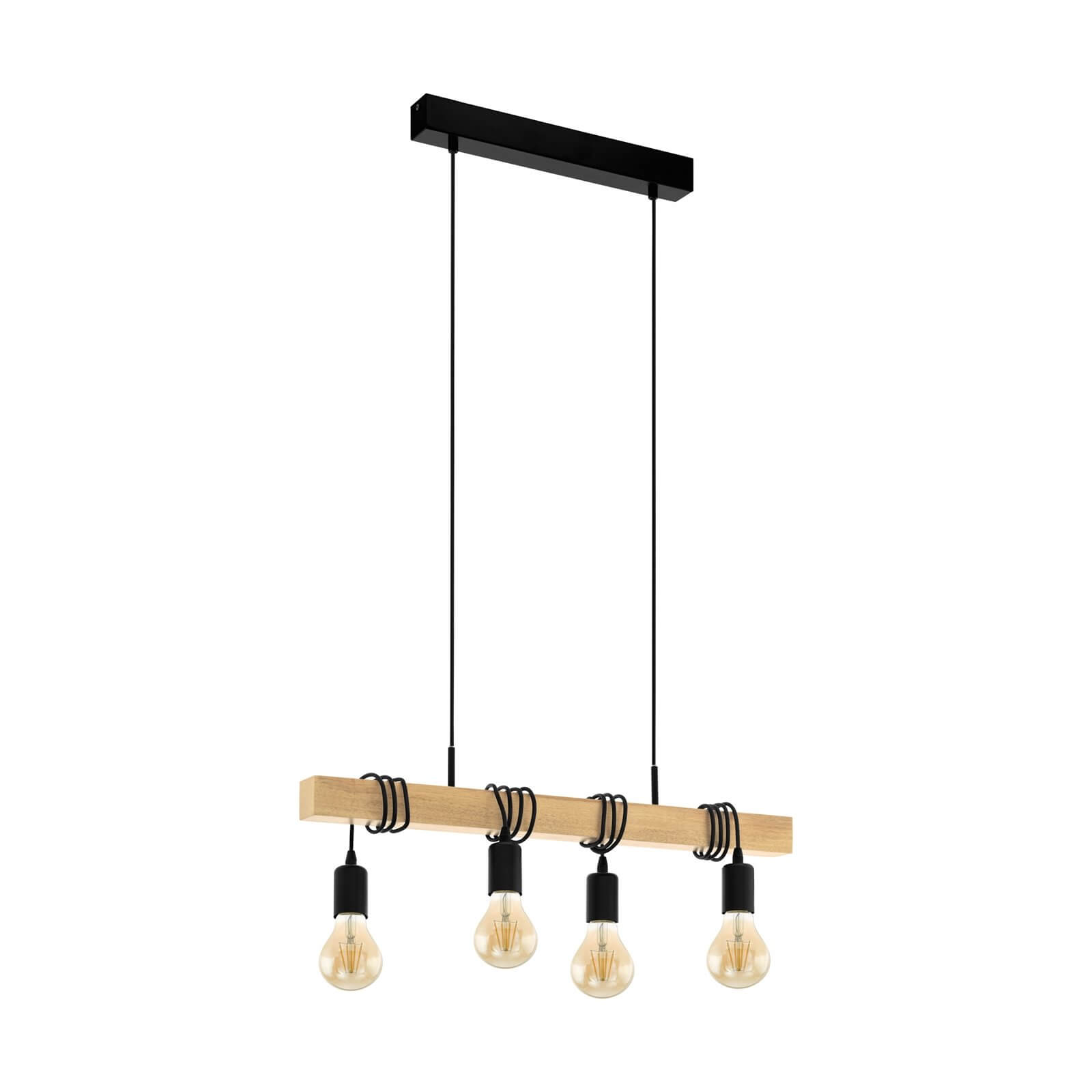 Eglo Townshend Pendant Ceiling Light - Black & Oak
