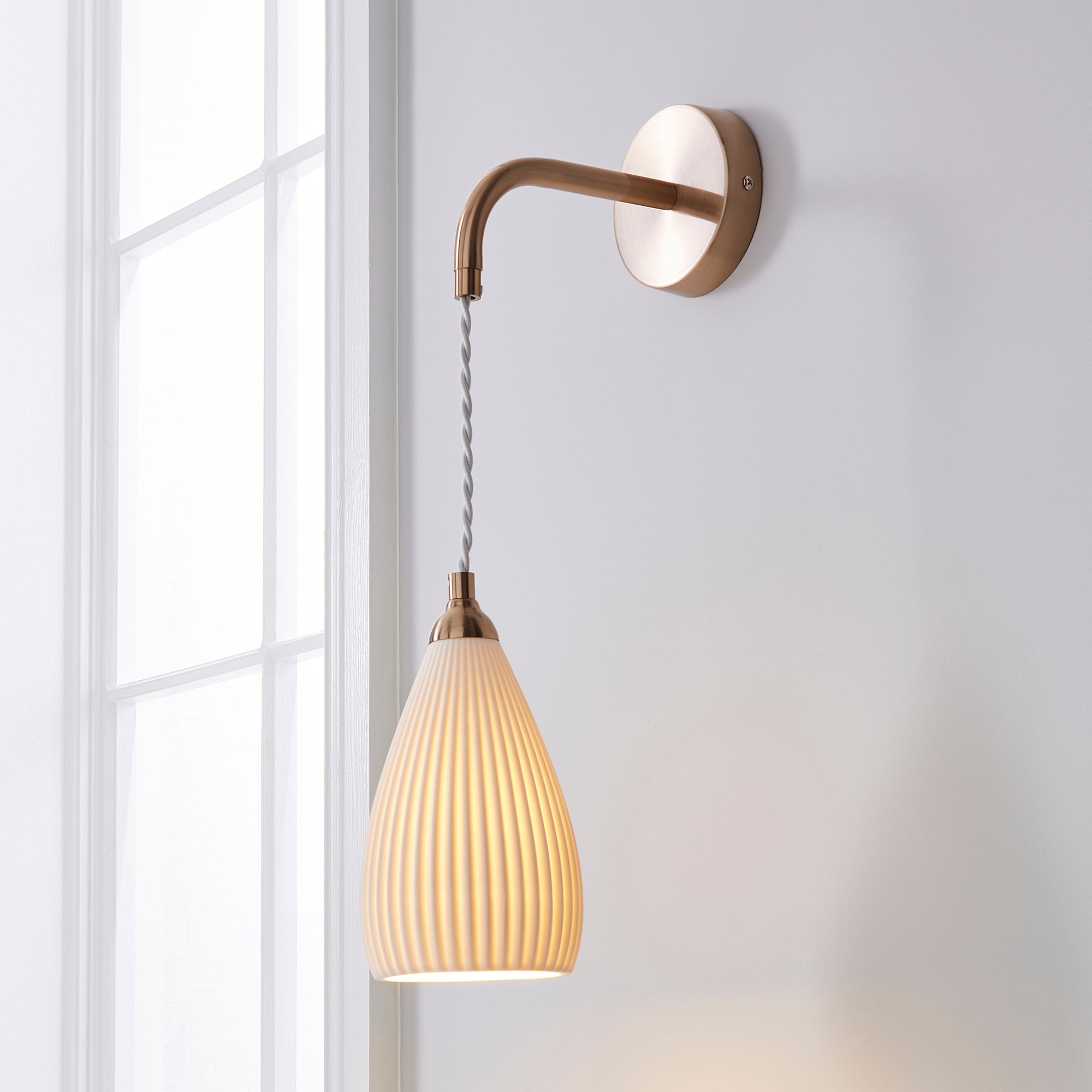 Dorma Purity Ribbed Porcelain Wall Light White
