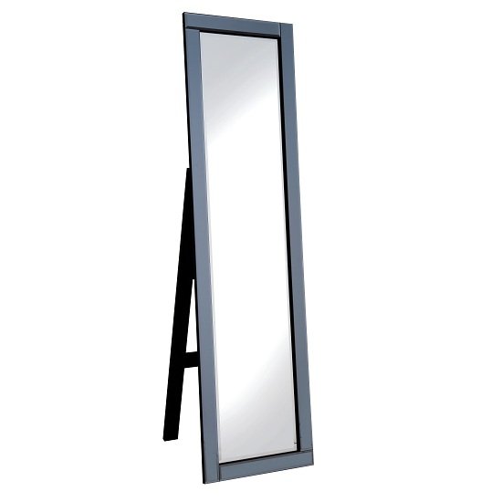 Bevel Cheval Mirror FreeStanding In Smoke Grey Glass Border
