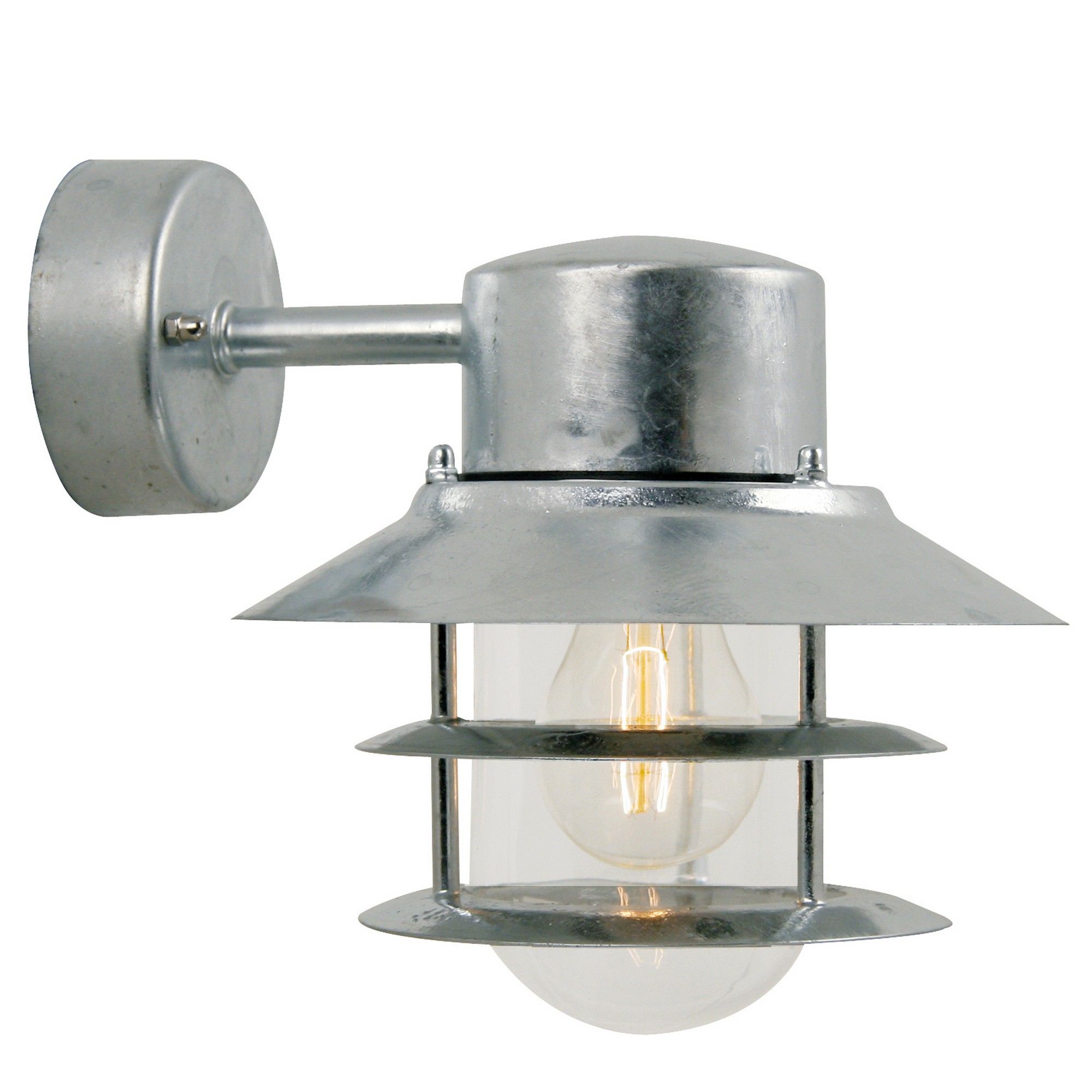 Nordlux Industrial Outdoor Wall Light Silver Galvanized steel E27 Coastal/Marine Safe - Mains Powered, IP54