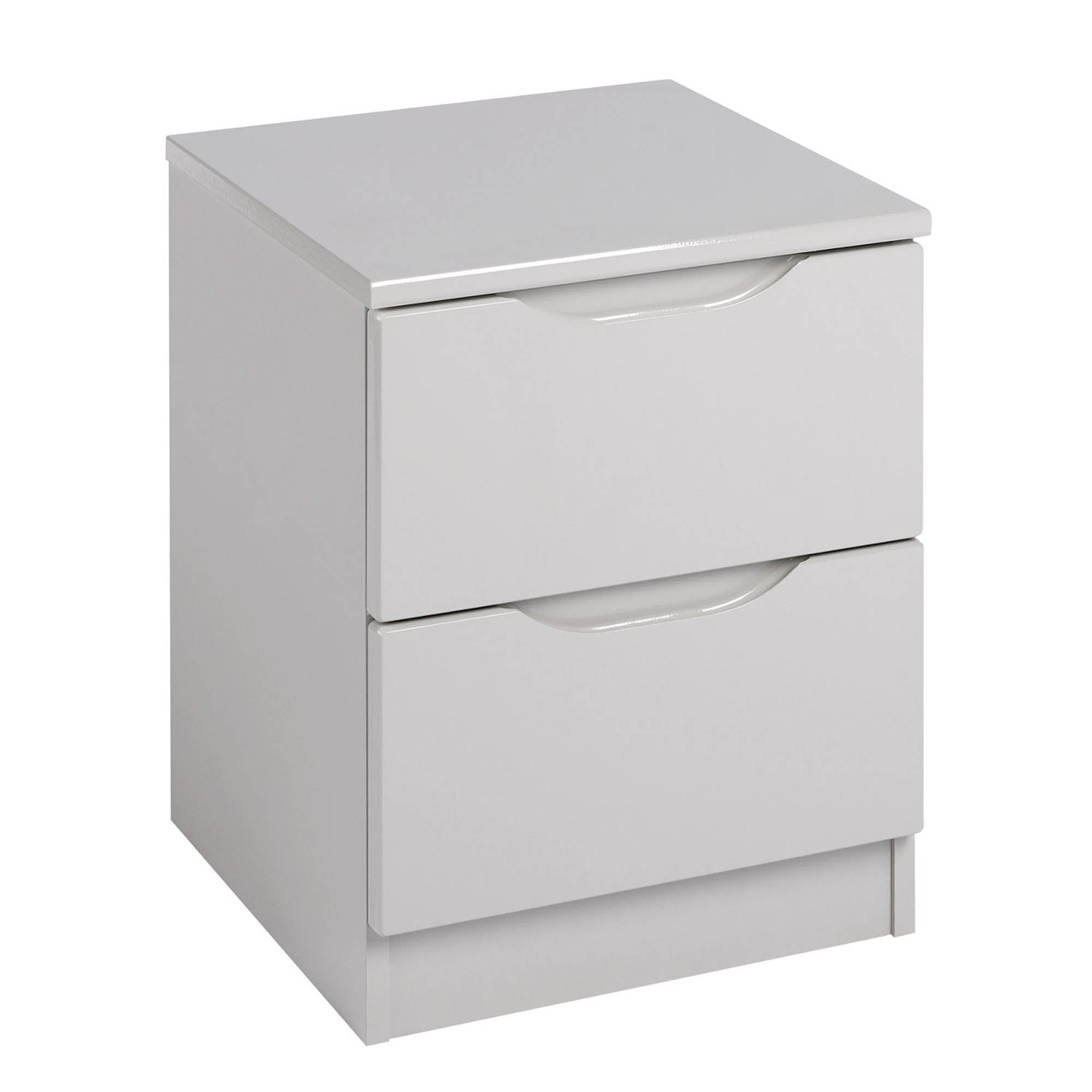 Legato Light Grey Gloss 2 Drawer Bedside Table Cream