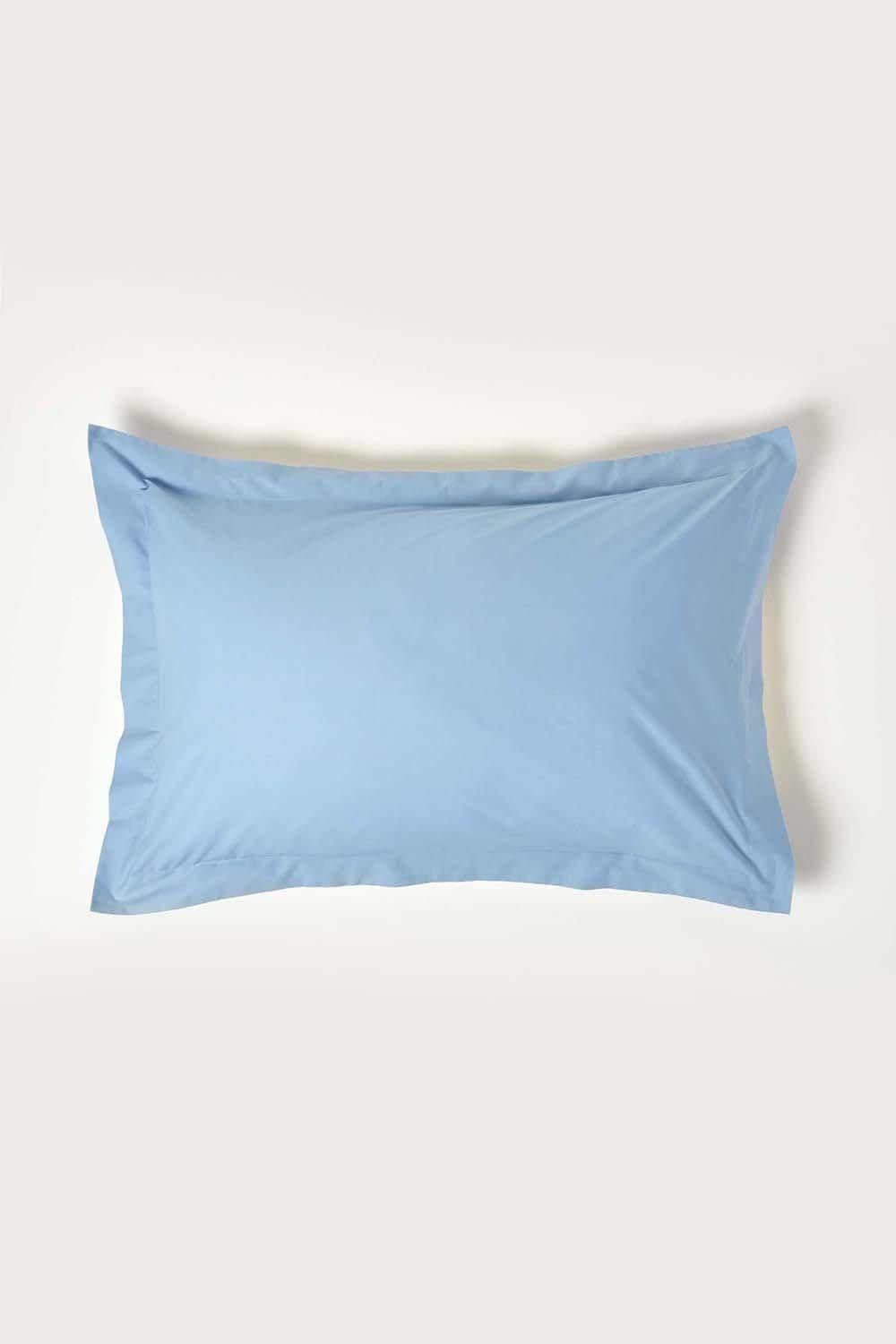 Homescapes Egyptian Cotton Oxford Pillowcase 200 TC, Standard Size in Blue