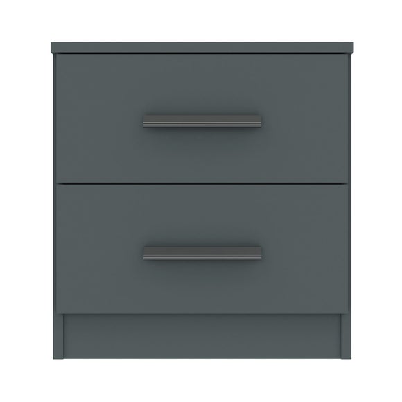 Norland 2 Drawer Bedside Table, Graphite Grey