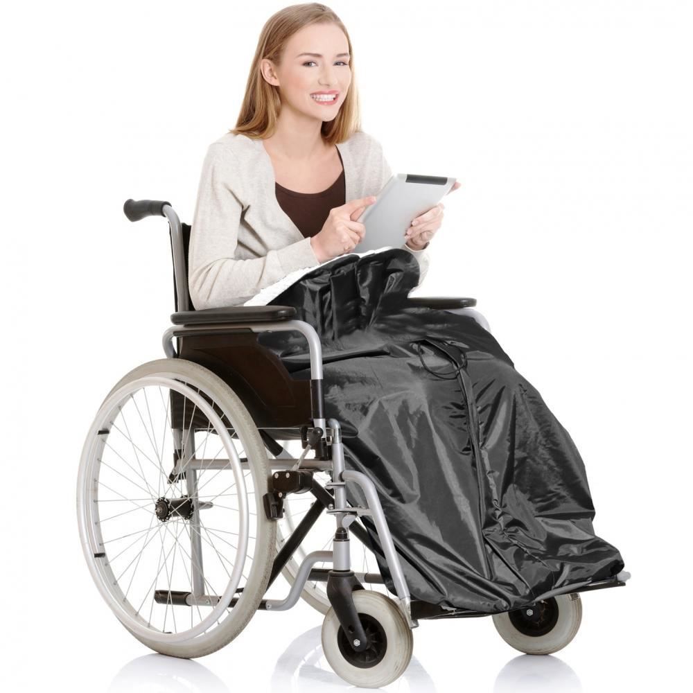 Gr8 Home Waterproof Wheelchair Leg Fleece Blanket Throw Cover in Black