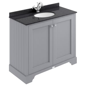 Bayswater Victrion Plummett Grey Traditional Freestanding Vanity Unit & Black Marble Top Basin - 1000mm
