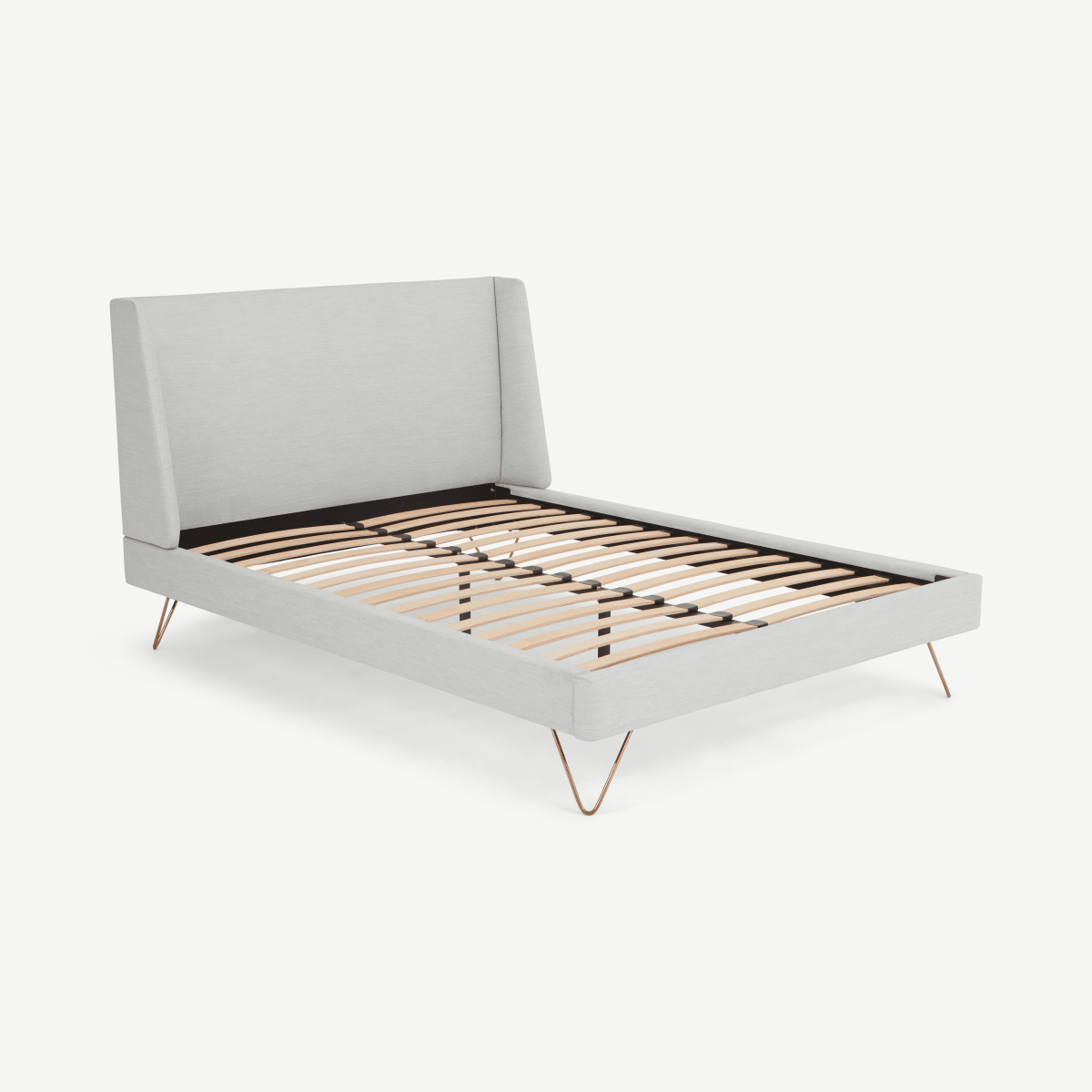 Elona Double Bed, Snow Grey Weave