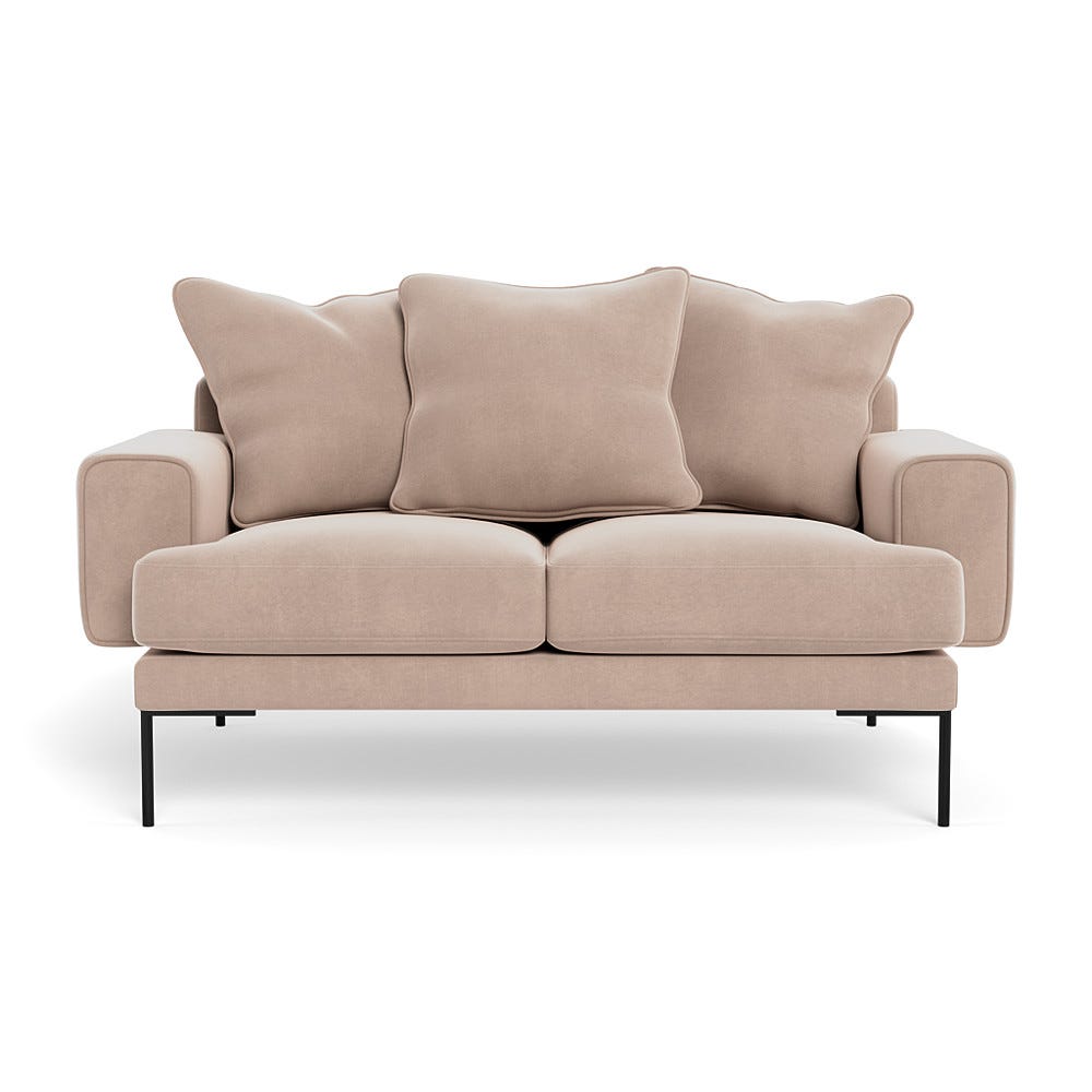Heal's Torrington 2 Seater Sofa Smart Velvet Pebble Black Feet