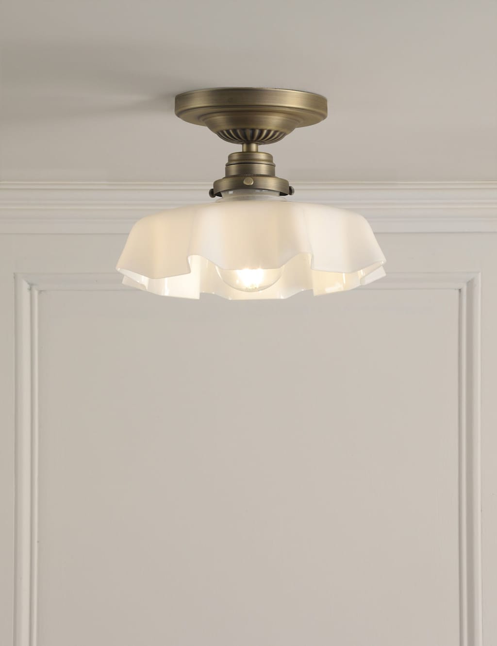 Laura Ashley Banham Glass Semi Flush Ceiling Light Antique Brass