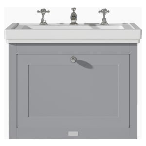 Bayswater Hartleigh Plummett Grey Traditional Wall Hung Vanity Unit & 3 Tap Hole Traditional Recessed Basin - 600mm