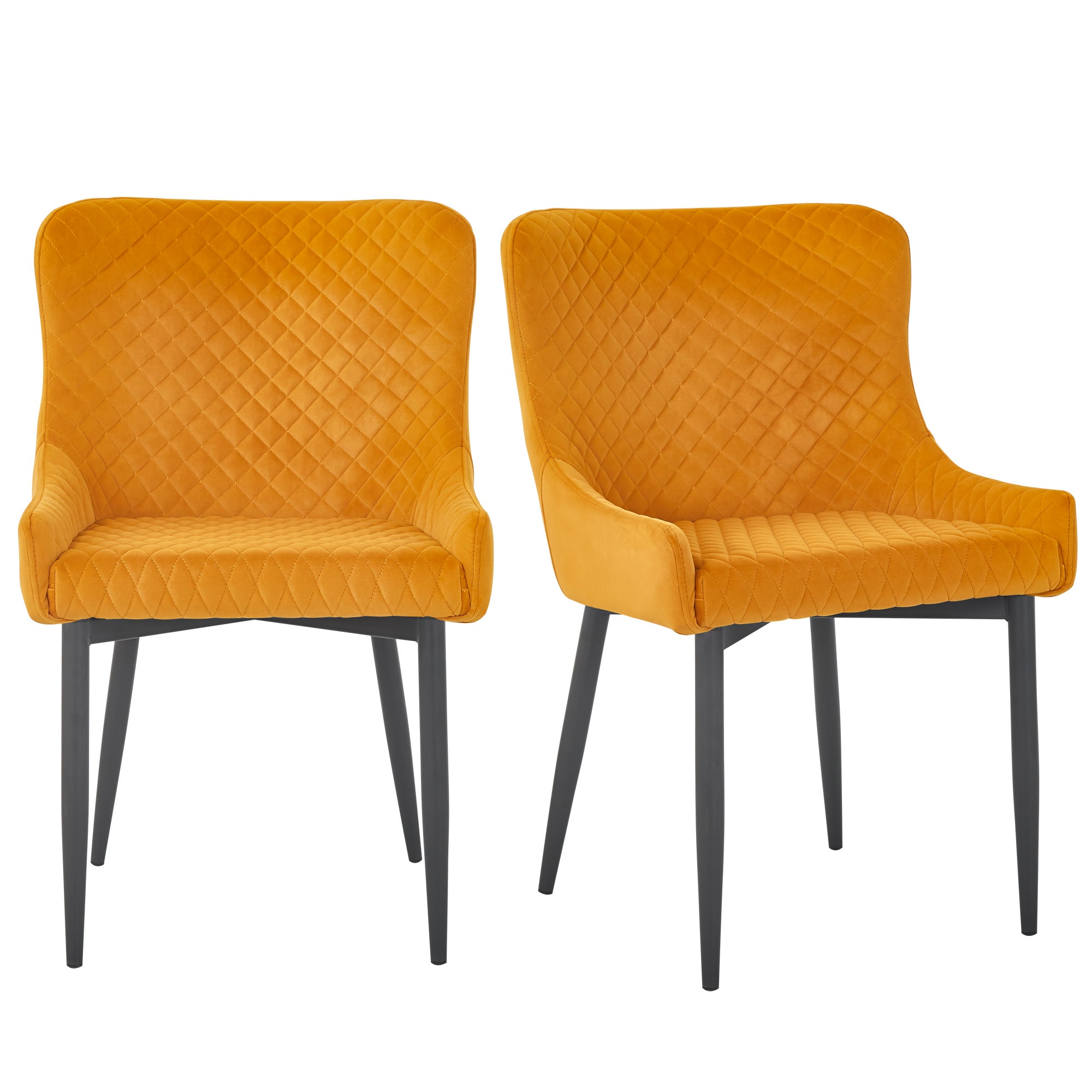 Montreal Set of 2 Dining Chairs Ochre Velvet Ochre