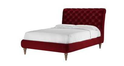 Knightsbridge (No Footboard) Double Bed in Claret Cotton Matt Velvet - sofa.com