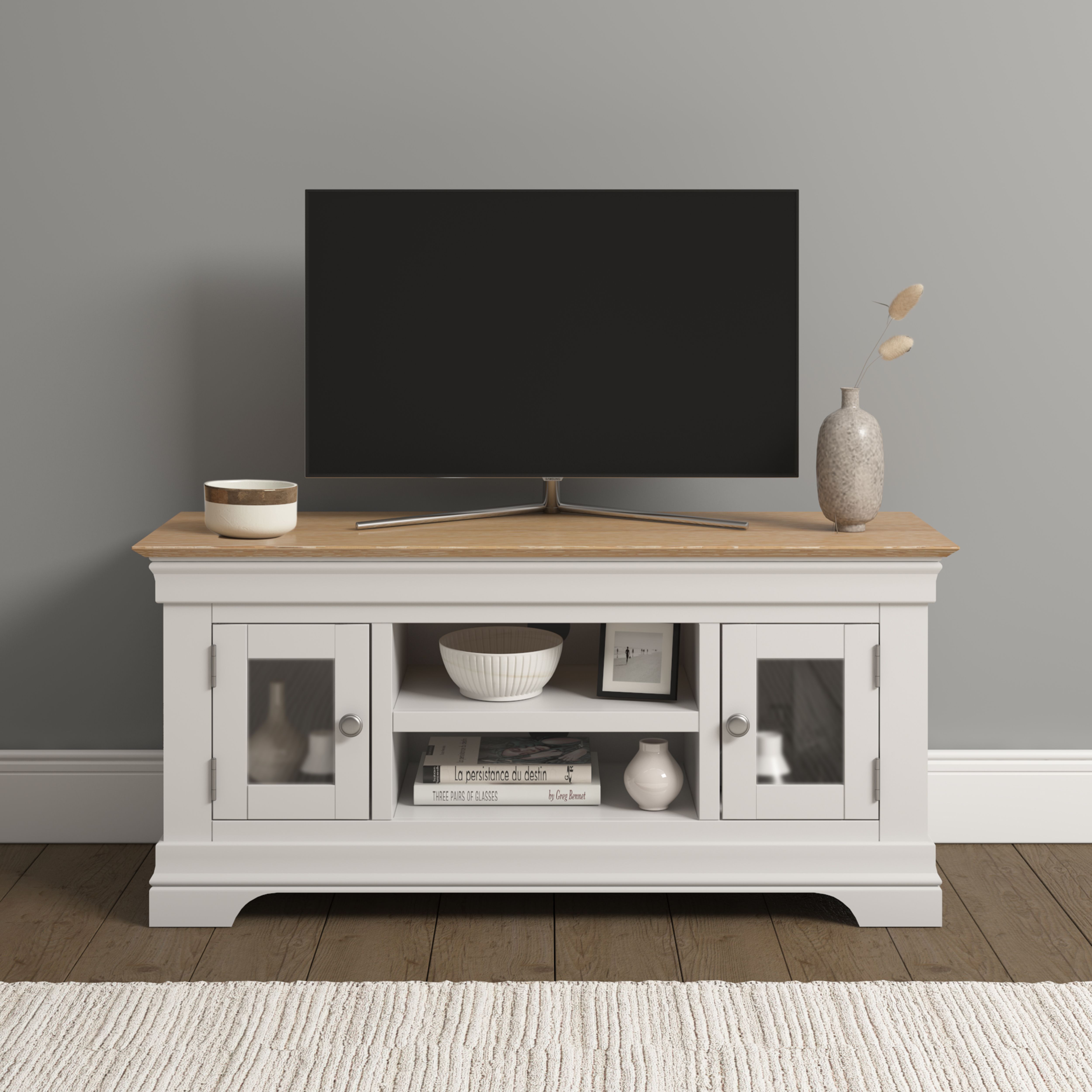 Seconique Bordeaux Small TV Stand (Fully Assembled) in Ivory