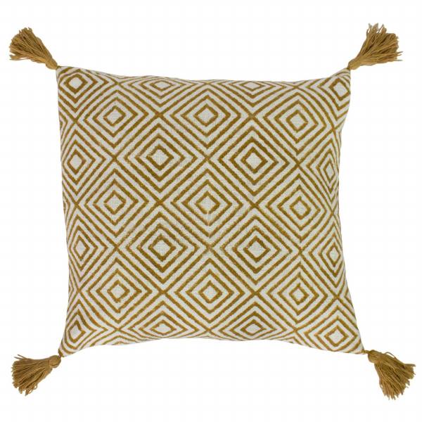 Ochre Tassel and Diamond Cushion
