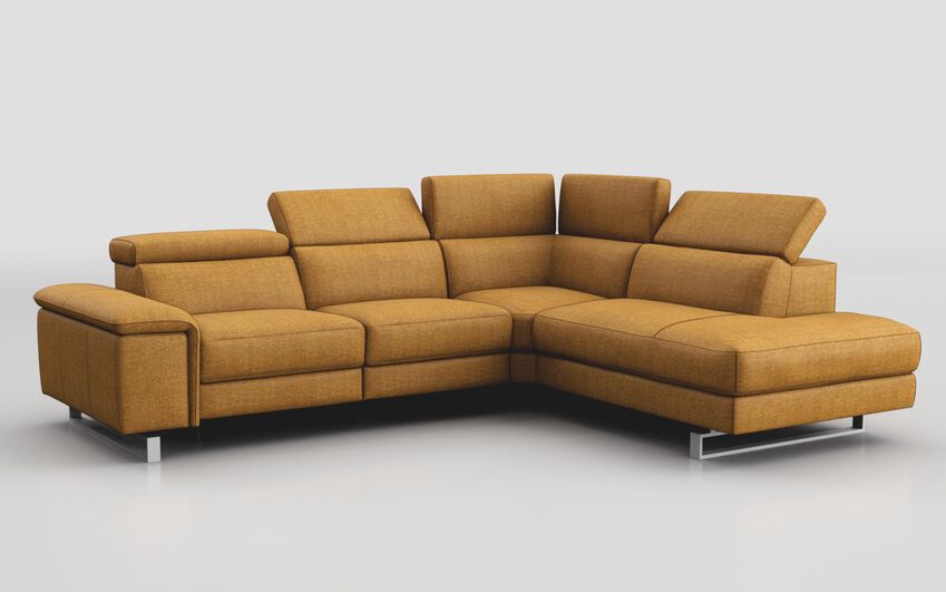 Yellow Fabric Viserba 3 Corner 2 Sofa with Right Hand Facing Chaise & Manual Head Tilt