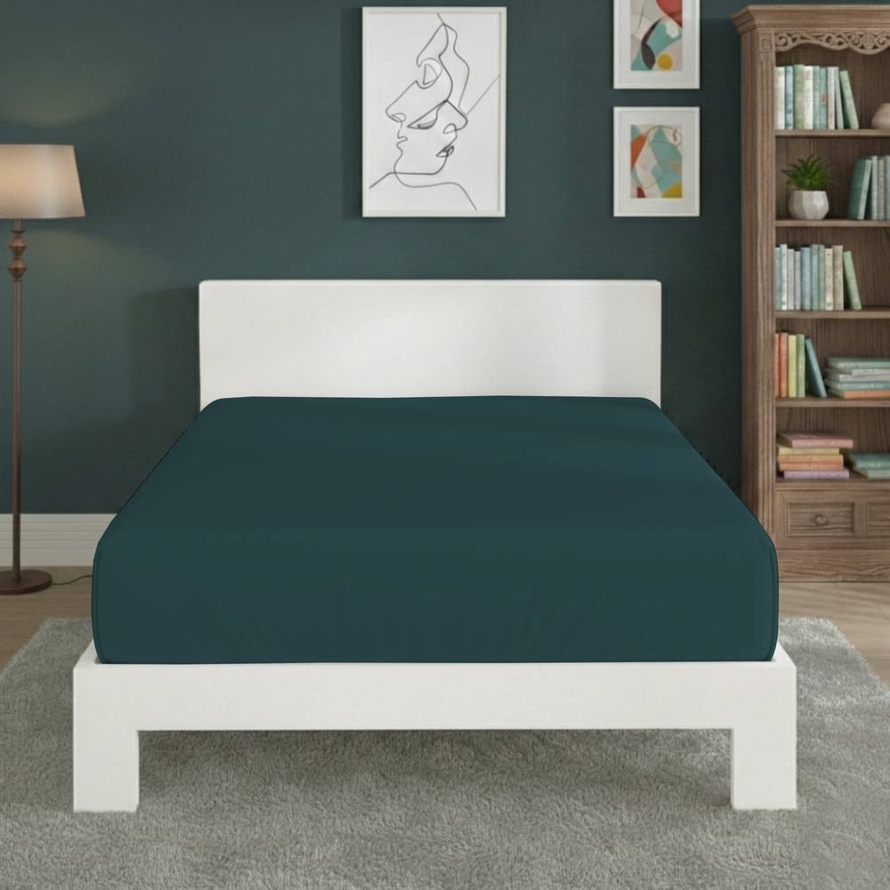 Snug City Polycotton Fitted Sheet Extra Deep 40cm Skirt Easy Care in Teal