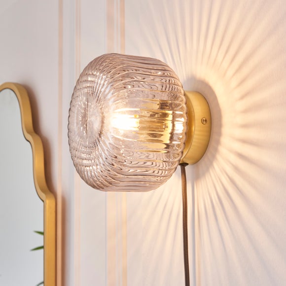 Riley Ribbed Plug In Wall Light