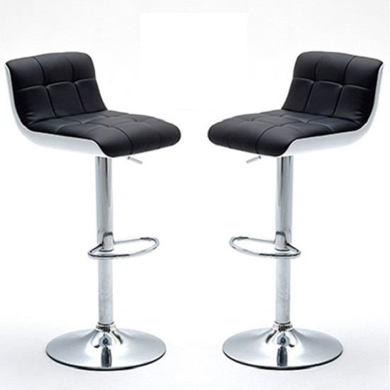 Bob Bar Stools In Black Faux Leather in A Pair