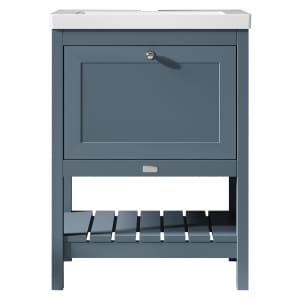 Bayswater Hartleigh Stiffkey Blue Traditional Freestanding Vanity Unit & 1 Tap Hole Modern Recessed Basin - 600mm