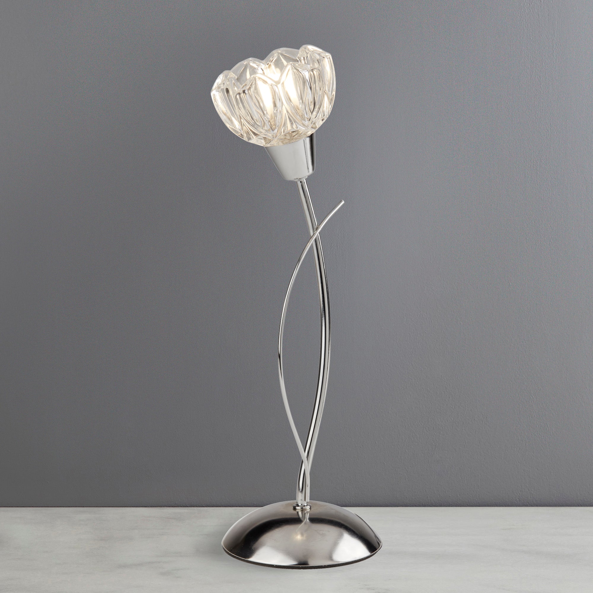 Ceccano Flower Glass Table Lamp Clear and Chrome