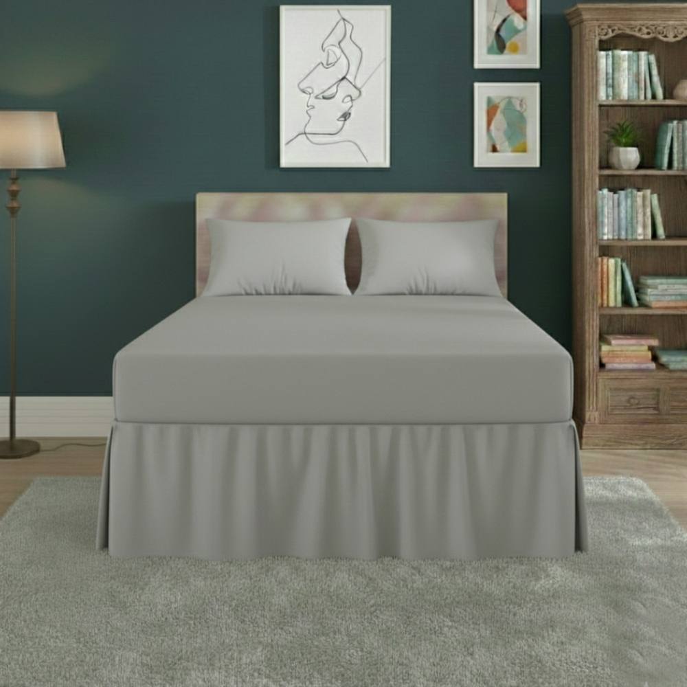 Snug City Fitted Valance Bed Sheet Polycotton Mattress Cover & Frill Easy Care in Silver