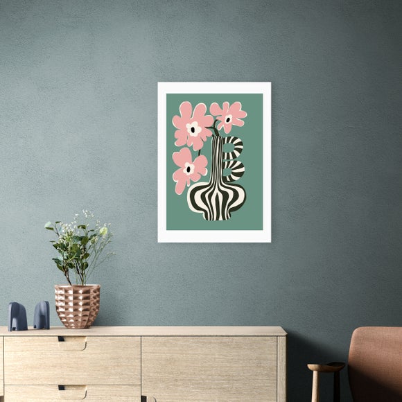 East End Prints Floral Stripe Print by Miho Art Studio