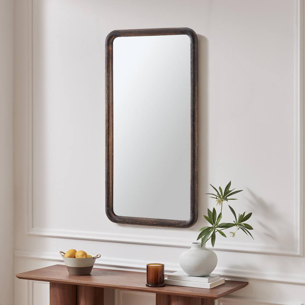 FurnitureboxUK Rowena Walnut Wood Small 80x40cm Rectangle Wall Mirror in Brown