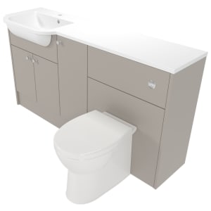 Deccado Benham Soft Suede Left Hand 1500mm Fitted Vanity & Toilet Pan Unit Combination with Left Hand Basin