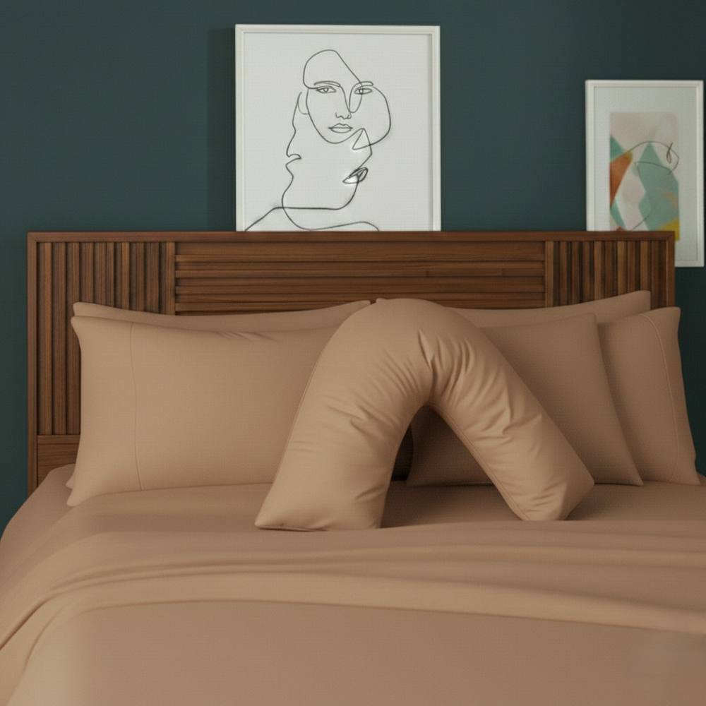 Snug City V Shape Pillowcase for Support Maternity Pillows Polycotton Easy Care in Beige
