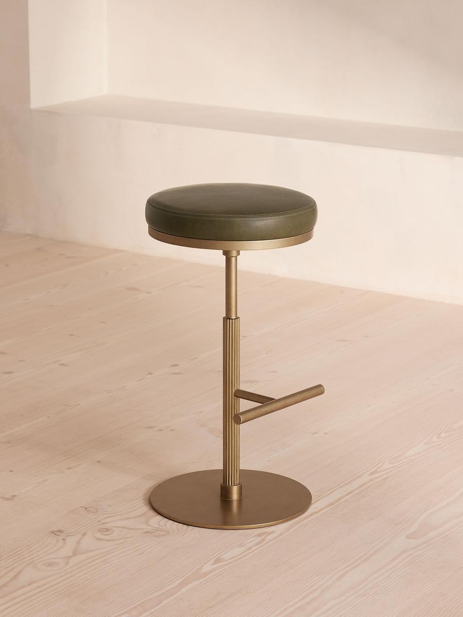Wardell Barstool, Leather, Moss