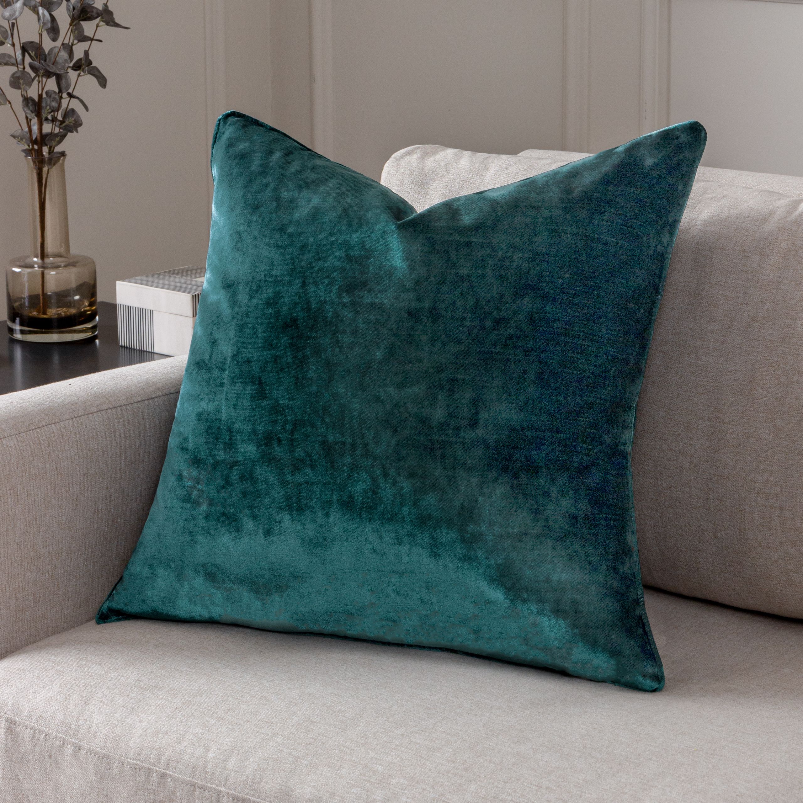 Paoletti Luxe Velvet Piped Cushion in Jade