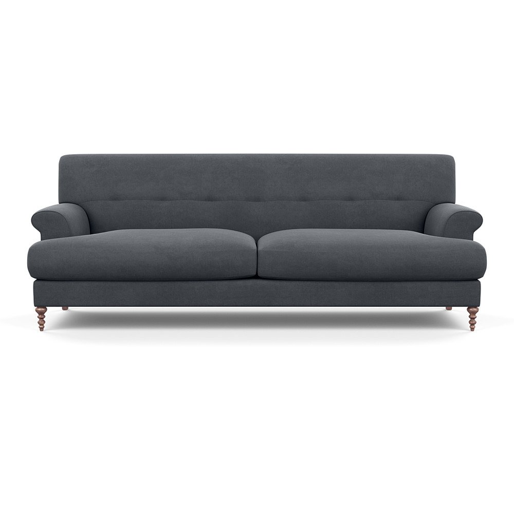 SCP Oscar 3 Seater Formal Sofa Linen Dark Grey Walnut Feet