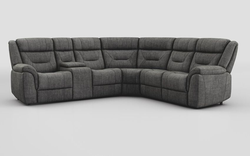 Black Fabric Ainsdale 2 Corner 2 Sofa with Console