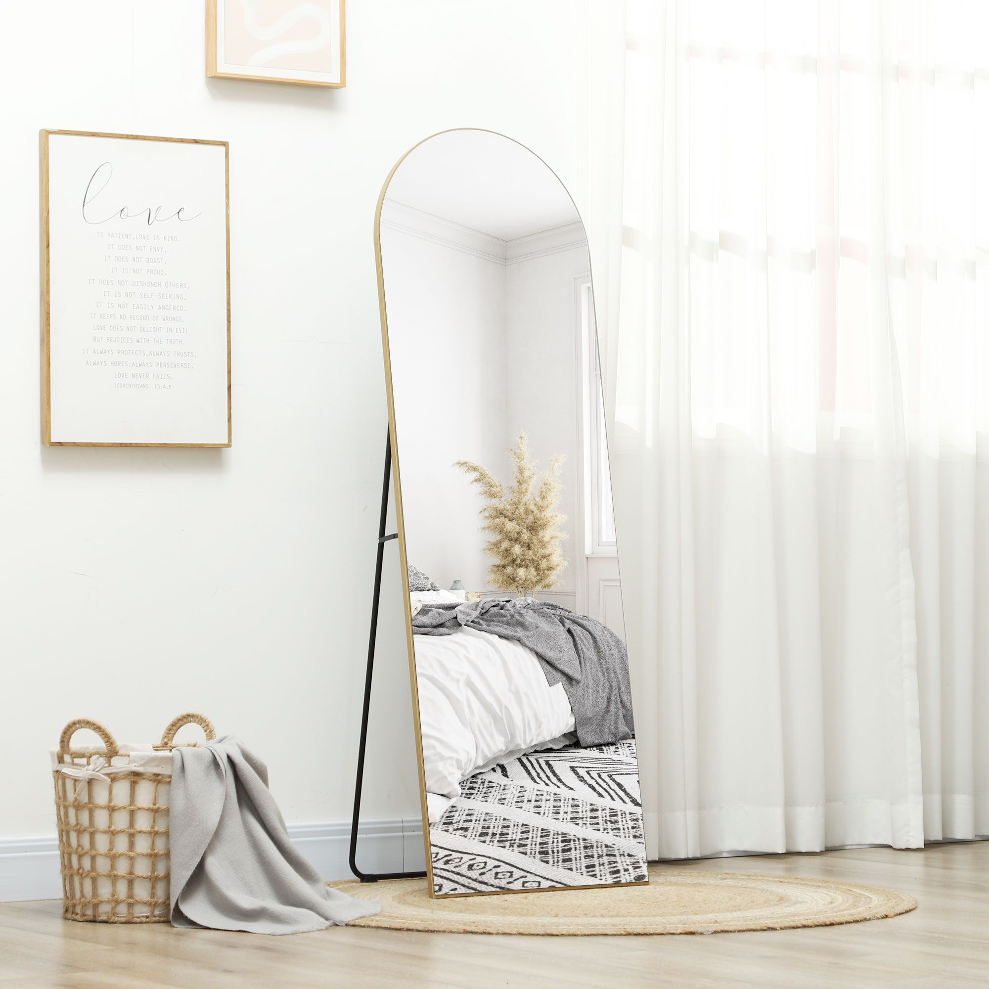 HOMCOM Floor Mirror Wall Mount Leaning Standing Mirror 50 x 150cm in Gold