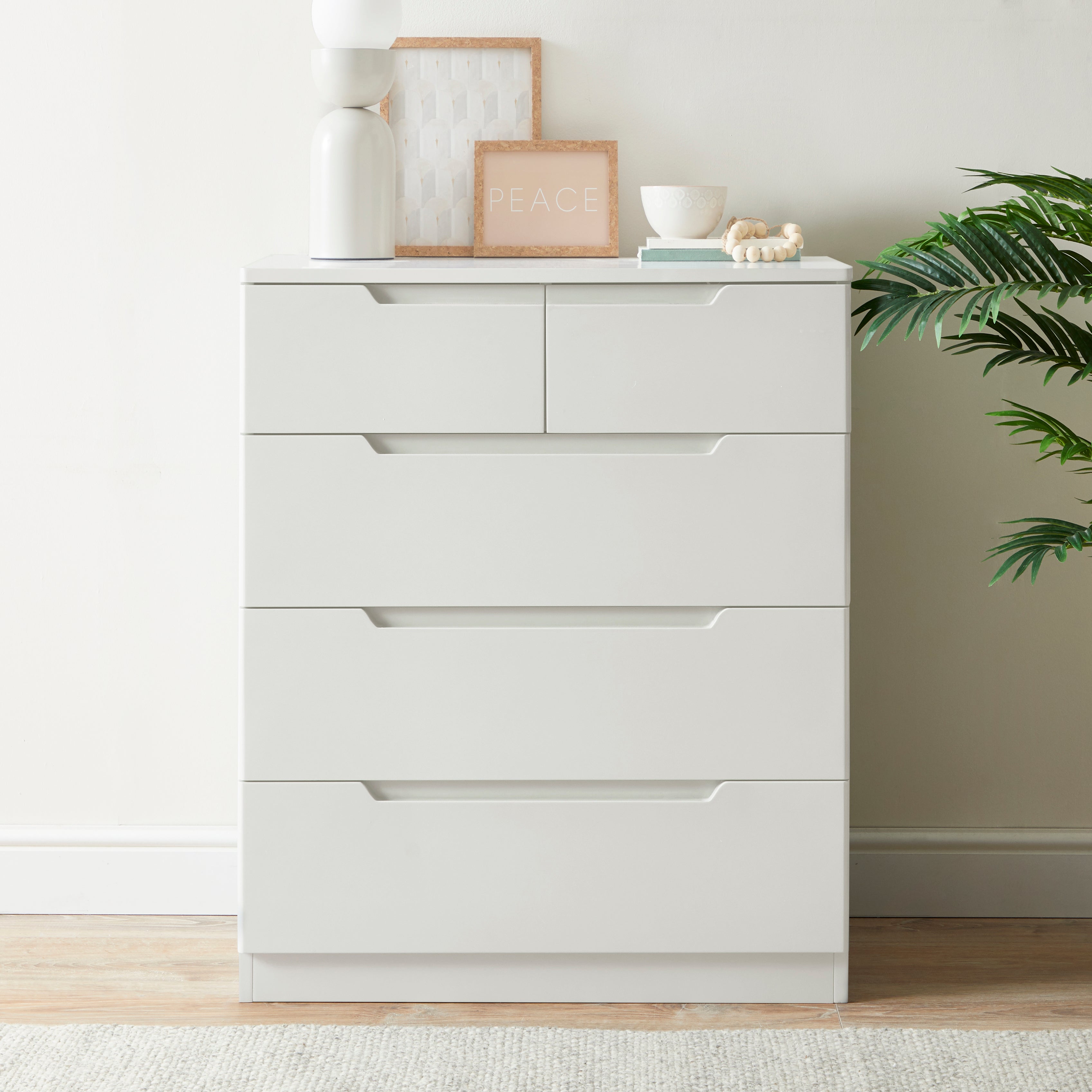 Larson White 5 Drawer Chest White