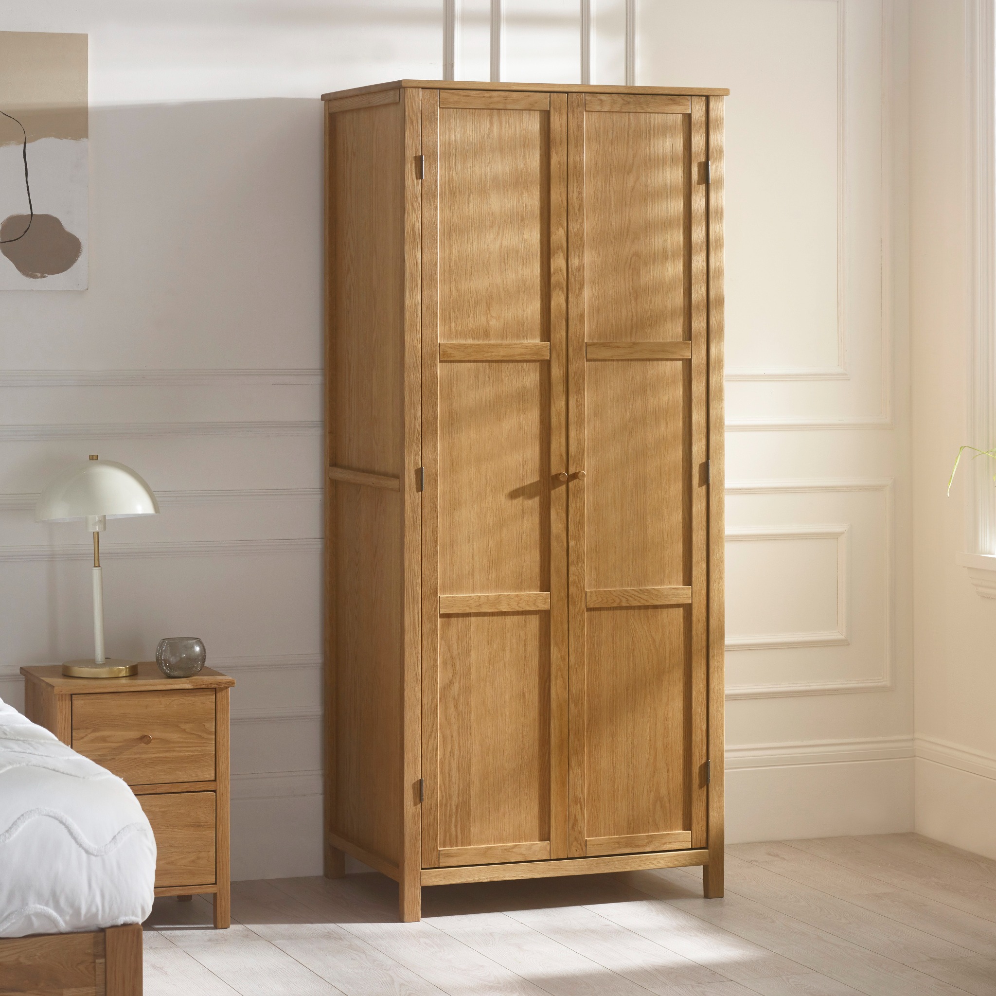 Coxmoor – 2 Door Wardrobe – Oak – Wooden - Happy Beds