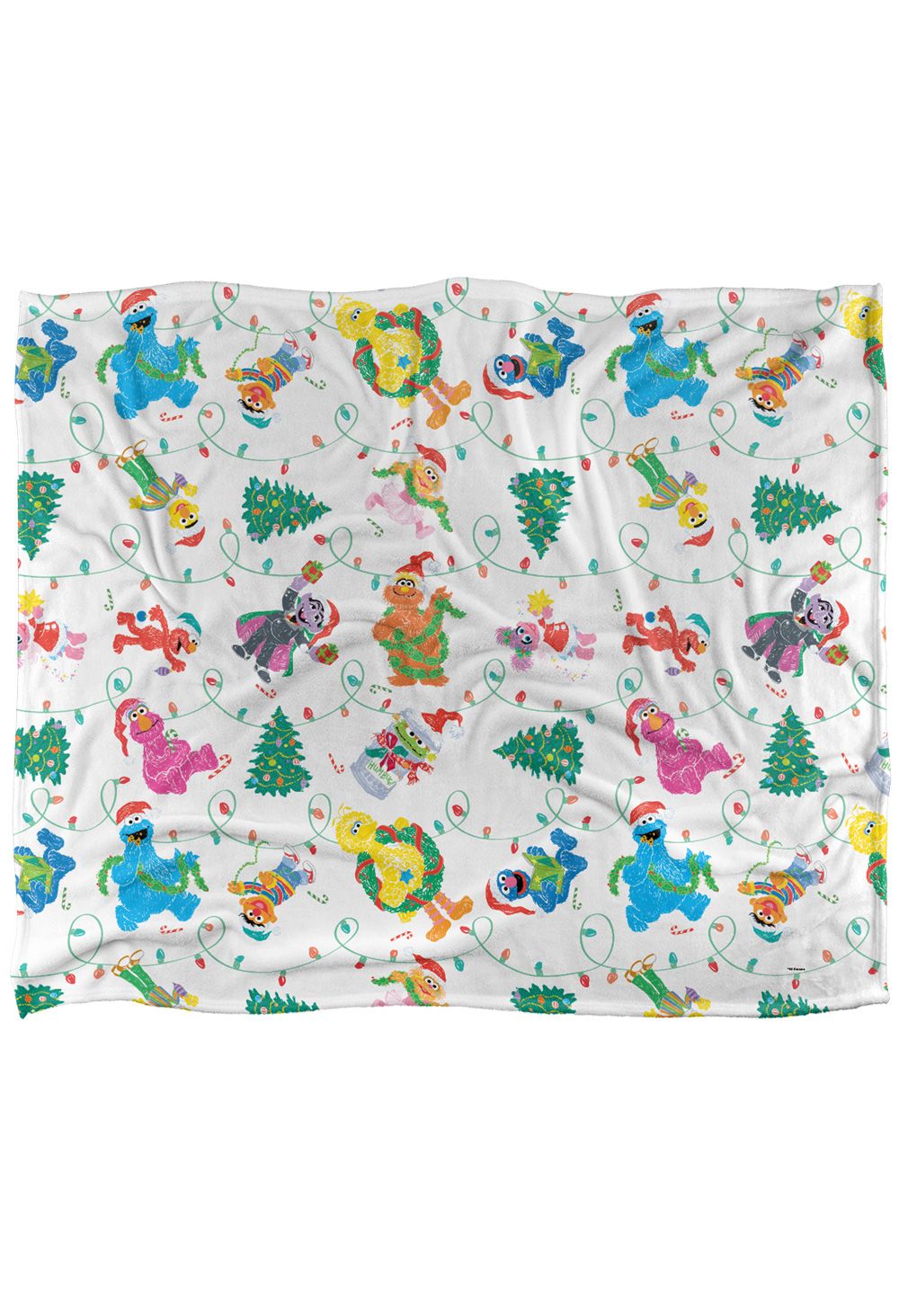 Sesame Street Tangled Lights Pattern Silky Touch Super Soft Throw Blanket 152 X 127 cm in White
