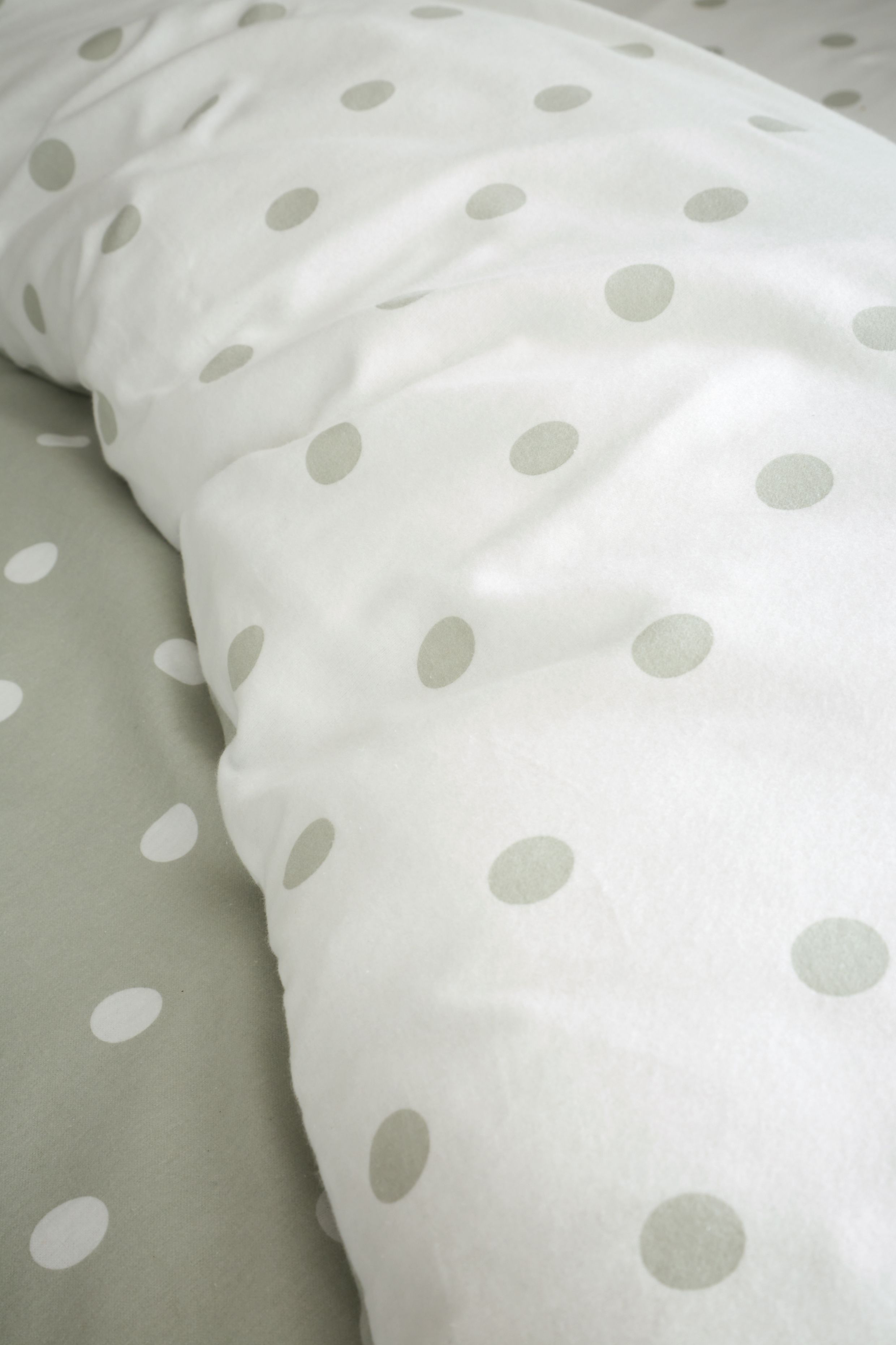 Catherine Lansfield 'Brushed Polka Dot' Cotton Reversible Duvet Cover Set in Green 4