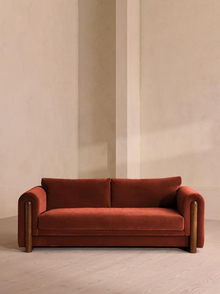Farrell Three Seater Sofa, Velvet, Rust
