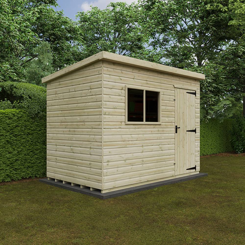 Buttercup Farm 10 x 6 Feet Tanalised Deluxe Pent 16mm Shed - Solid Wood/Softwood/Pine in Green 3