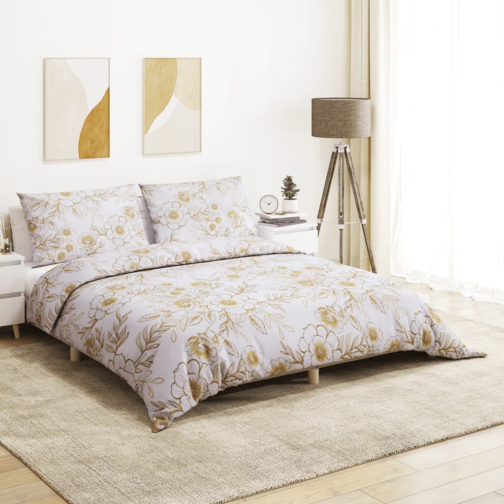 Berkfield Home Duvet Cover Set White & Brown 260x240 cm Cotton