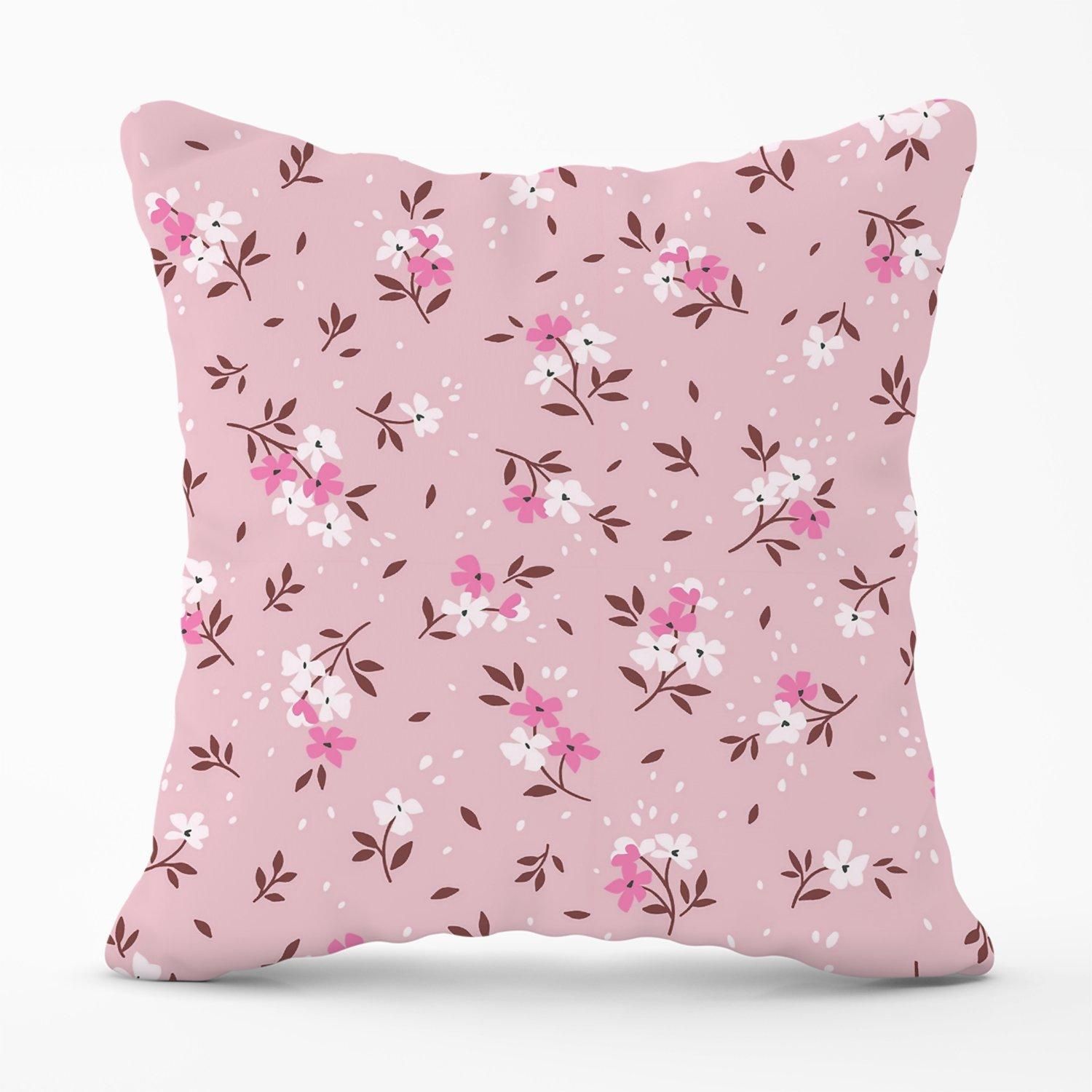 Warren Reed - Designer Pretty Pink Flower Pattern Outdoor Cushion