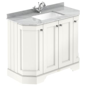 Bayswater Victrion Pointing White Angled Traditional Freestanding Vanity Unit & Grey Marble Top Basin - 1000mm