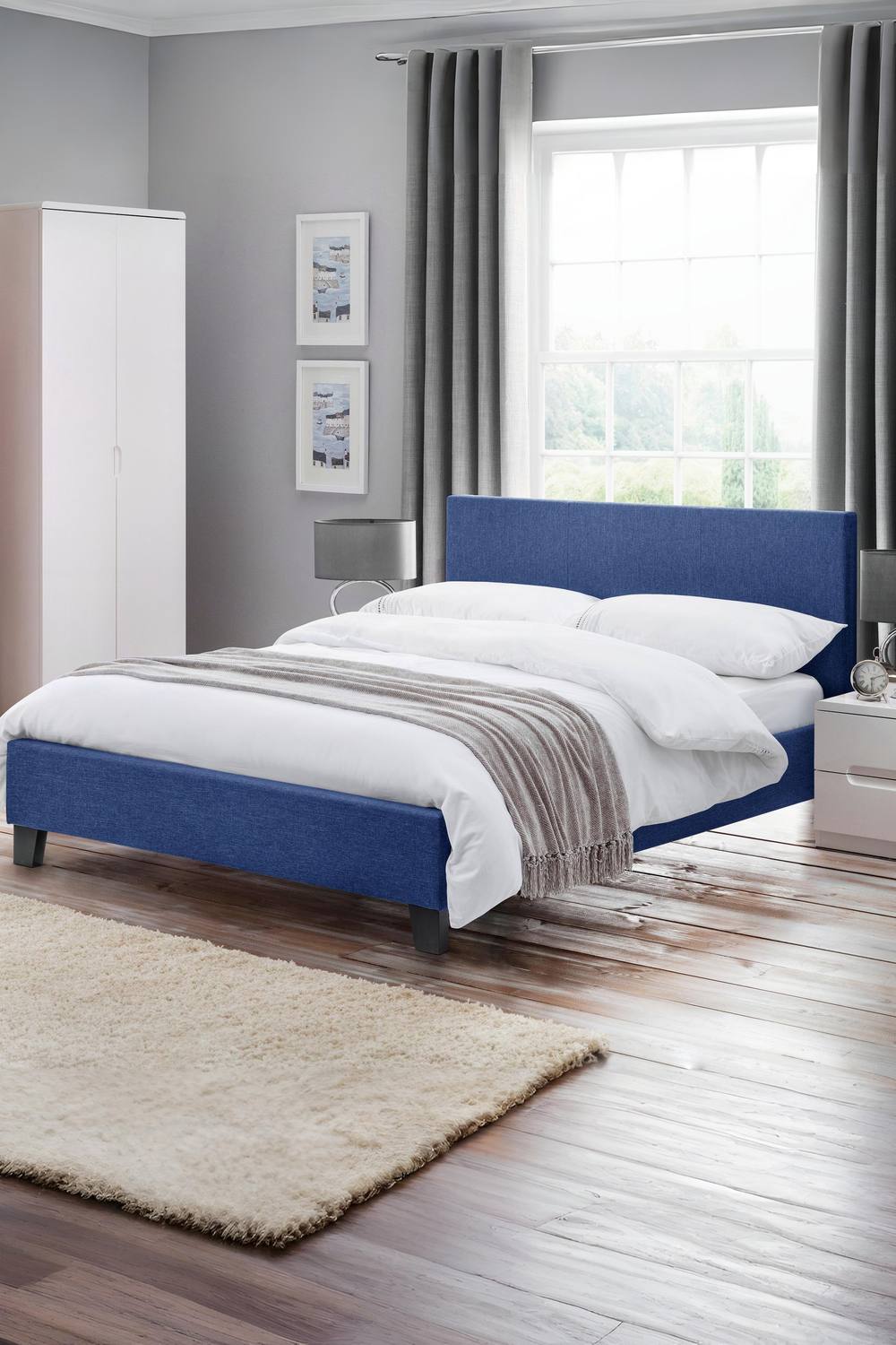 Julian Bowen Rialto Upholstered Bed in Blue