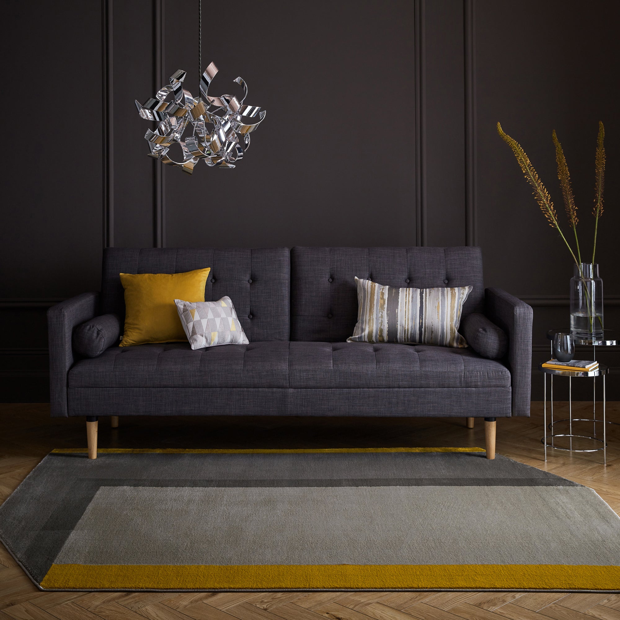 Jasper Shaped Rug Grey and Yellow
