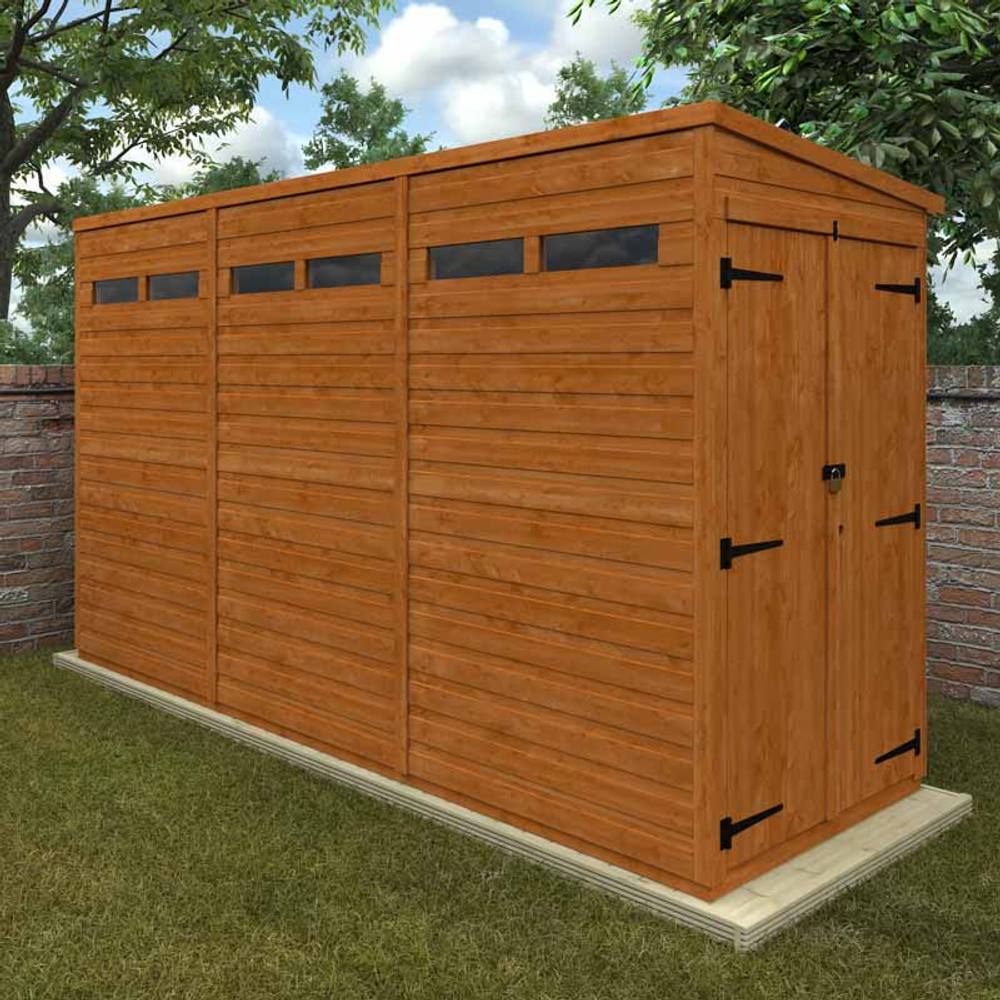 Buttercup Farm 12x4 Flex Pent Security Doubel Door 12mm Flex - L353.8xW115xH203 cm in Burnt Orange 2